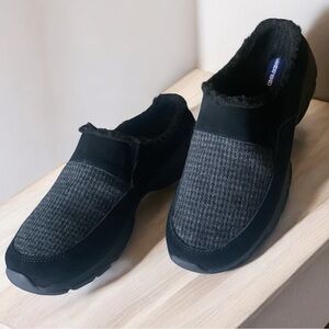 LANDS’ END Sherpa Lined Suede All Weather Black Mule Size 10 Durable Gothic Goth